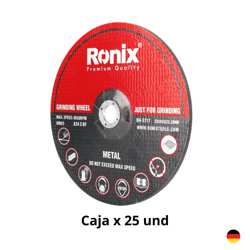 Disco De Desbaste 9 230x6x22.3mm Caja x25und RONIX RH-3717 Industrial Disco De Desbaste 9" 230x6x22.3mm Caja x25und RONIX RH-3717 Industrial - Imagen 1